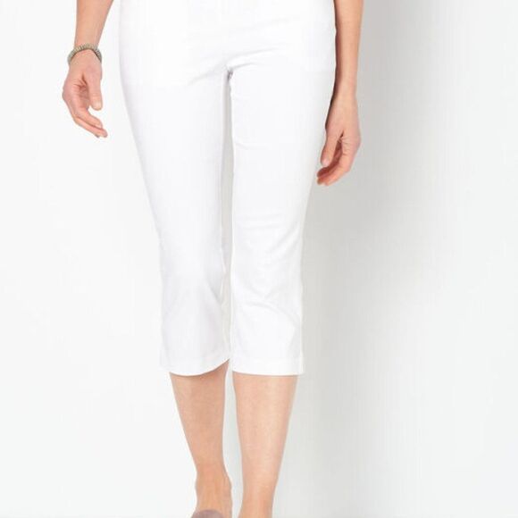 Christopher & Banks Signature Slimming White Pull On Capris - Size 8 - Picture 1 of 9